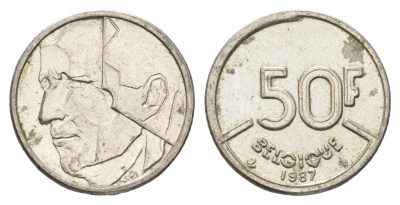 Бельгия 50 франков 1987 Belgique, Бодуэн I (1951-1993) KM 168 никель 4706-115