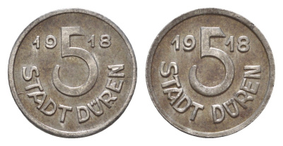 Дюрен 5 пфеннигов 1918 Funck 105.6, Men05 5807.7, Men18 7249.7 железо 4639-155