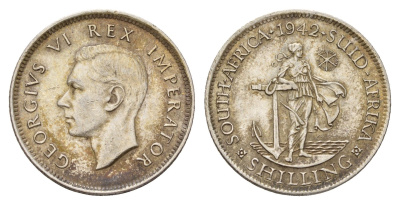 ЮАР 1 шиллинг 1942 Георг VI (1936-1952) KM 28 серебро 4127-2025