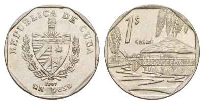 Куба 1 песо 2007 хижины Гуама KM 579 сталь плакированная никелем 4646-454