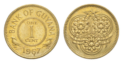 Гайана 1 цент 1967 Республика KM 31 никель латунь UNC 4659-514