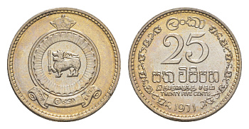 Цейлон 25 центов 1971  KM 131 медно-никель  UNC  M67-05