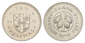Гана 10 песев 1975 KM 16 медно-никель UNC 4654-454