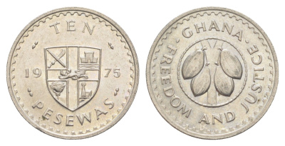 Гана 10 песев 1975 KM 16 медно-никель UNC 4654-454