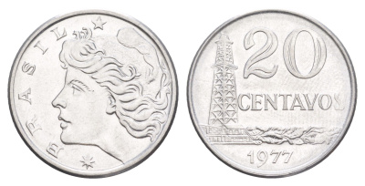 Бразилия 20 сентаво 1977 KM 579.1a нержавеющая сталь UNC 4642-1047