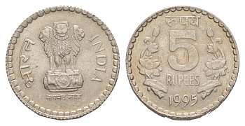 Индия 5 рупий 1995 KM 154.2 медно-никель 4650-1147