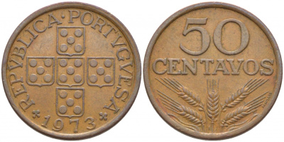Португалия 50 сентаво 1973 KM 596 бронза 110-1021