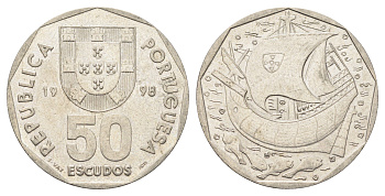 Португалия 50 эскудо 1998 KM 636 медно-никель UNC 4542-546