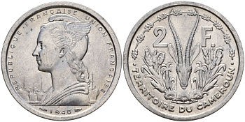Камерун 2 франка 1948 KM 9 алюминий UNC 4604-952