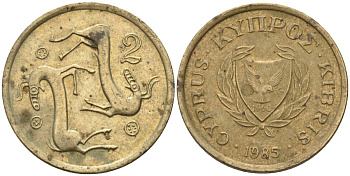 Кипр 2 цента 1985 KM 54.2 никель латунь 4174-1233