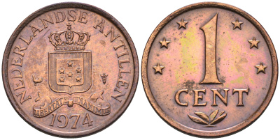 Нидерландские Антилы 1 цент 1974 Юлиана (1948-1980) KM 8 бронза 4169-263