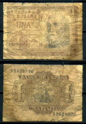 Испания 1 песета 1953 22 июля 1953, Мигель де Санта Круз Pick 144а бумага 7207-45-1-2