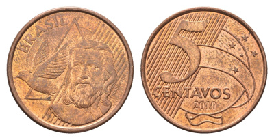 Бразилия 5 сентаво 2010 KM 648 сталь плакированная медью UNC 4663-522