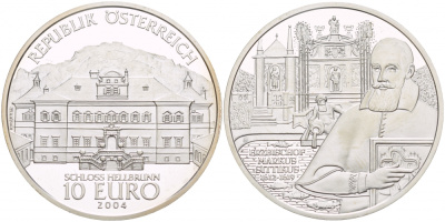 Австрия 10 евро 2004 Замок Хельбрунн, Маркус Ситтикус KM 3111 серебро PROOF 02-117-25