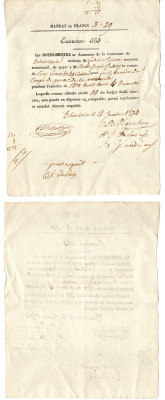 Франция платежный мандат / платежное поручение на суммму 5 франков 1833 бумага 8618-21-1-2