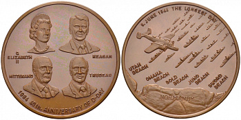 США МЕДАЛЬ 1994 40 ЛЕТ D-DAY 50 мм, 49,6 гр бронза UNC 00-00
