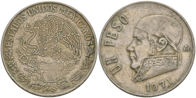 Мексика 1 песо 1971 Хосе Мария Морелос KM 460 медно-никель 4120-932