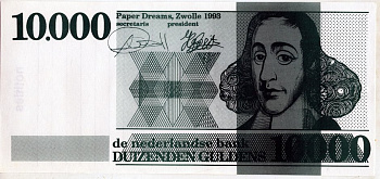 НИДЕРЛАНДЫ 10000 ГУЛЬДЕНОВ 1993 320 Х 134 ПРИНТ ОДНОСТОРОННИЙ, СУВЕНИРНАЯ бумага UNC (ПРЕСС) 6283-45-1