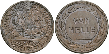 НИДЕРЛАНДЫ ТАБАЧНЫЙ ЖЕТОН ND VAN NELLE, СТАРИННЫЕ МОНЕТЫ, ДИАМЕТР 27 ММ. сталь плакированная медью 98-857