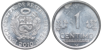 Перу 1 сентимо 2010 LIMA KM 303.4a алюминий aUNC 4189-1038