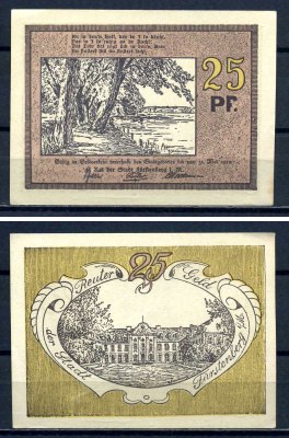 Фюрстенберг (Ме?кленбург-Стрелиц) 25 пфеннигов 1922 бумага aUNC 7556-23-1-2