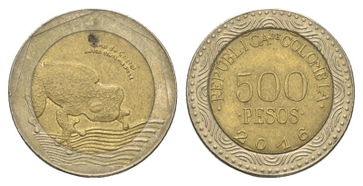 Колумбия 500 песо 2016 KM 298 биметалл 4663-515