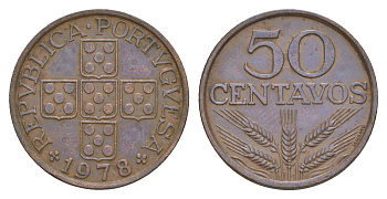 Португалия 50 сентаво 1978 KM 596 бронза 4654-332