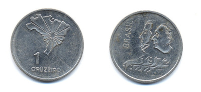Бразилия 1 крузейро 1972 150 лет независимости KM 582 никель aUNC 51-5721