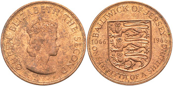 Джерси 1/12 шиллинга 1966 900 лет Нормандскому завоеванию KM 26 бронза UNC 4542-645