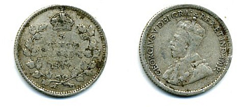 КАНАДА 5 ЦЕНТОВ 1917 ГЕОРГ V серебро 46-845