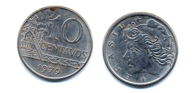 БРАЗИЛИЯ 10 СЕНТАВО 1979 KM 578.1a сталь 51-4534