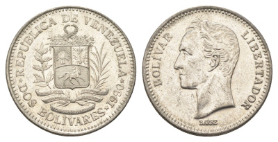 Венесуэла 2 боливара 1990 Симон Боливар Y 43a сталь плакированная никелем 4662-954
