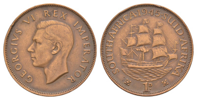 ЮАР 1 пенни 1945 Георг VI (1936-1952) KM 25 бронза 4645-844