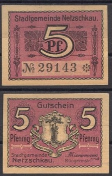 Нечкау 5 пфеннигов 1919 DeNG 2 N11.6 бумага UNC (пресс) 8612-59-1-2