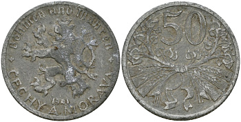 Богемия и Моравия 50 геллеров 1941 KM 3 цинк 4171-1114