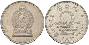 Шри-Ланка 2 рупии 2005 KM 147a сталь плакированная никелем UNC 4620-213