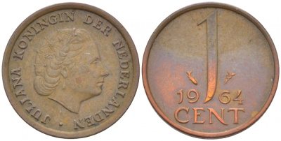 Нидерланды 1 цент 1964 Юлиана (1949-1980) KM 180 бронза 3457-1018