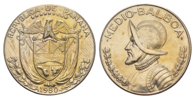 Панама 1/2 бальбоа (50 сентесимо) 1980 KM 12b медь плакированная медно-никелем 4634-1135