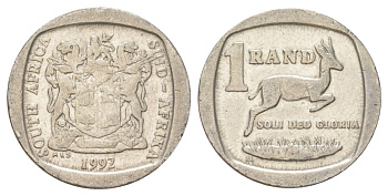 ЮАР 1 ранд 1992 KM 138 медь плакированная никелем 4627-249