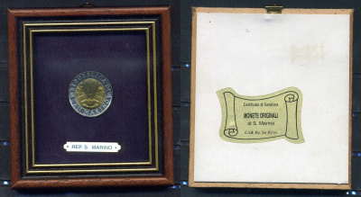 Сан-Марино монета в рамке (500 лир) монета в рамке, красочное оформление 7-4-1-31