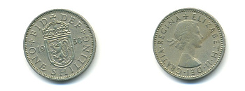 Великобритания 1 шиллинг 1958 Елизавета II (1952-2022), Шотландский герб KM 905, Spink 4148 медно-никель 56-1233