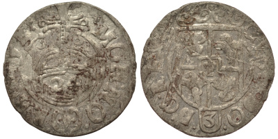 Польша, Эльблонг 1/24 талера (полторак) 1633 (16)33, Густав Адольф, Шведское правление (1626-1636), вес 0,88 гр., королевский выпуск KM 41 серебро 1516-1241