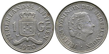 Нидерландские Антилы 1 гульден 1970 Юлиана (1948-1980) KM 12 никель 4383-515