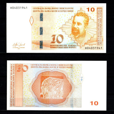 Босния и Герцеговина 10 конвертируемых марок 2019 Pick 80 a бумага UNC (пресс) 7457-33-1-1