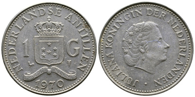 Нидерландские Антилы 1 гульден 1970 Юлиана (1948-1980) KM 12 никель 4383-515