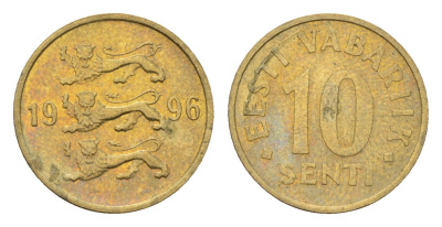 Эстония 10 сентов 1996 KM 22 латунь 192-532
