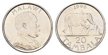 Малави 20 тамбал 1996 KM 29 сталь плакированная никелем UNC 23-1313