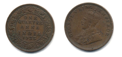 ИНДИЯ 1/4 АННЫ 1935 25-241