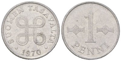 Финляндия 1 пенни 1970 KM 44a алюминий 99-951