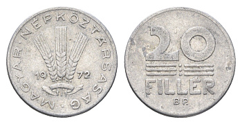 Венгрия 20 филлеров 1972 BP KM 573 алюминий 4665-1068
